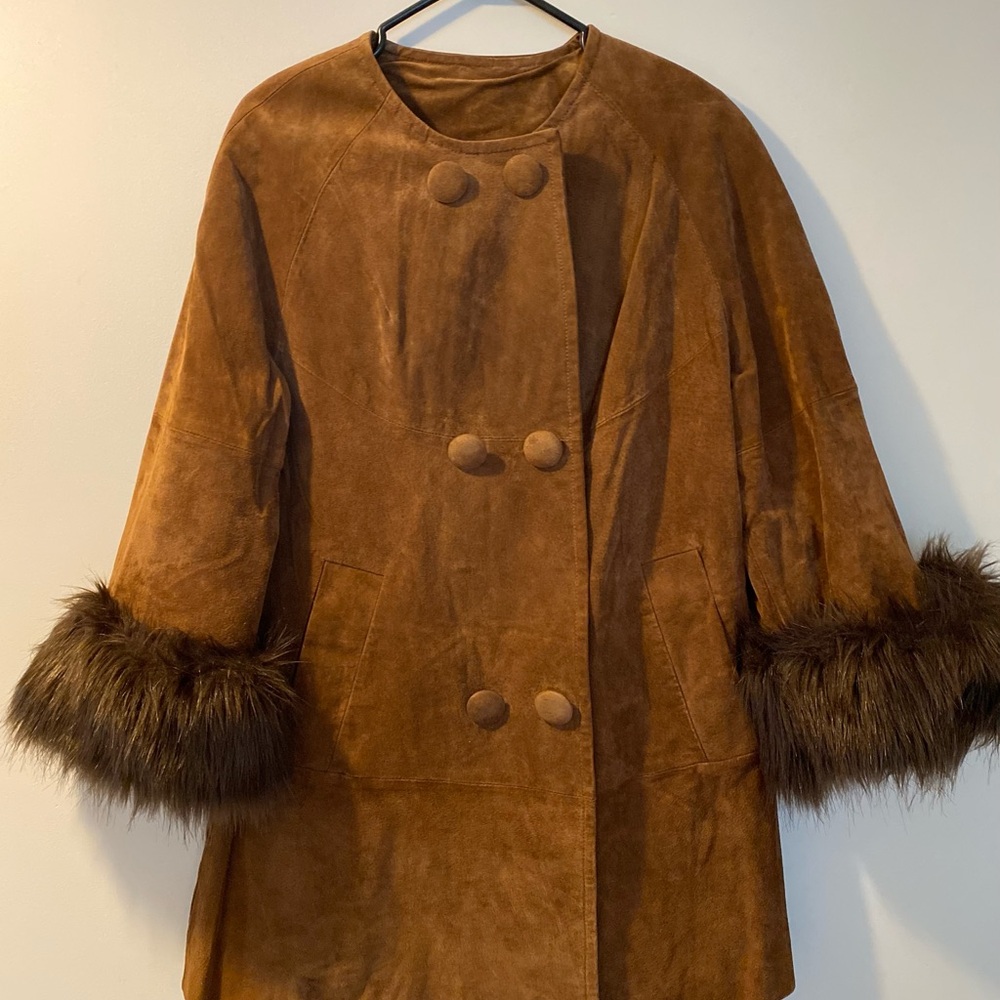 Adrienne Landau suede pea coat